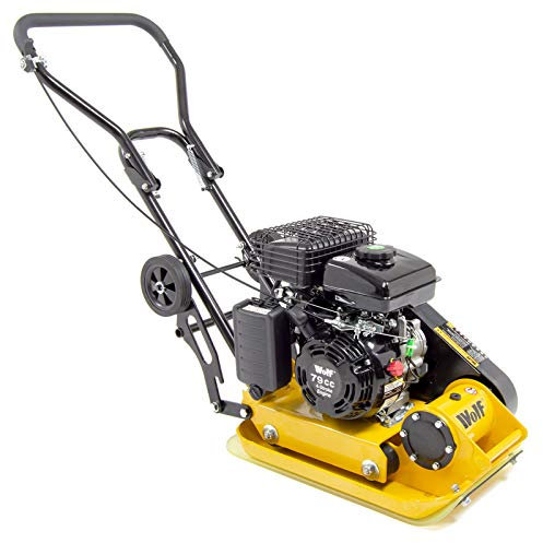 Wolf Wacker Plate Petrol Compactor 32cm 79cc 495mm x 320mm Vibrating Plate 4-Stroke 5900vpm Speed with Wheels and Paving Pad CONTRACTOR 8200N Force 200mm Compaction Depth - 2 Years Warranty