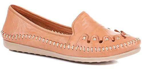 Pavers Leather Slip-On Pumps - Tan Size 5