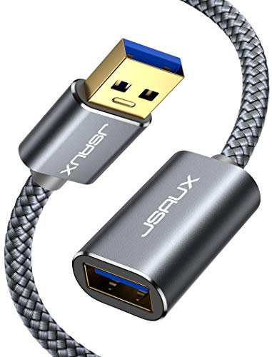 JSAUX Câble Rallonge USB 3.0 Câble Extension USB 3.0 Mâle A vers Femelle A 5Gbps Compatible avec Clé USB, Hub USB, Disque Dur Externe, Clavier, Souris, Imprimante Webcam-2M