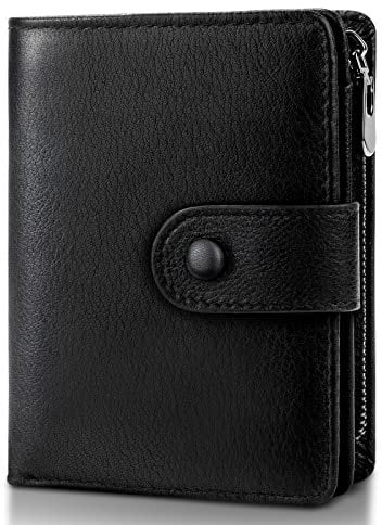 LUROON Herren-Geldbörse aus echtem Leder, mit RFID/NFC Blockierung, 11 Kreditkartenfächer, 2 Geldscheinfächer, großes Münzfach, Klassische Geldbörse mit Geschenkbox, Schwarz, 12cm(H) x 9.5cm(L) x