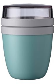 Mepal Müslibecher to go, Klein, praktischer Joghurtbecher to go - Unterteilung für Joghurt & Müsli - Geeignet für Gefrierschrank, Mikrowelle & Spülmaschine - 300 ml + 120 ml - Nordic Green