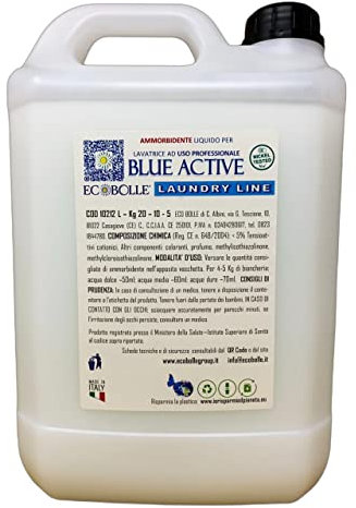 ECOBOLLE Ammorbidente Blue Active - Intensa Profumazione, Indicato Per Lavanderie ed uso Professionale 5KG