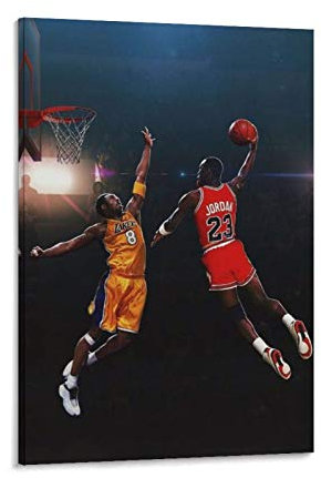 TINGTAI Michael Jordan und Kobe Bryant Basketball Superstar Basketball Poster Dekorative Malerei Leinwand Wandkunst Wohnzimmer Poster Schlafzimmer Gemälde 30 x 45 cm