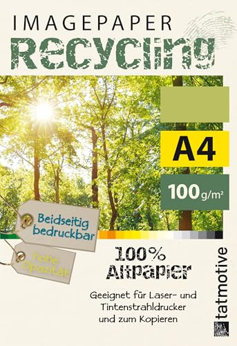 TATMOTIVE Imagepaper DIN A4 2000 Blatt Recyclingpapier | 100g/qm Druckerpapier und Kopierpapier, naturweiße Färbung, hohe Opazität, geeignet für alle Drucker und Kopierer