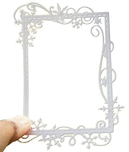 1 Set Stanzschablonen mit breitem Verwendungszweck, Schneeflocken-Rahmen, rostfrei, Prägeschablone für Scrapbooking, silberfarben