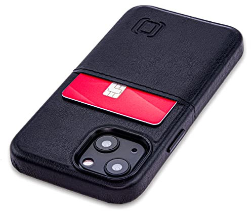 Dockem Brieftaschenhülle für iPhone 13 mini mit integrierter Metallplatte für magnetische Befestigung und einem flachen Kreditkartenfach, Premium-Kunstleder (5,4 Exec M1, Schwarz)