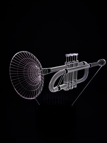 mugesh 3D Lampe Instrument - schönes Geschenk für Musiker (Trompete) - Dekoleuchte mit Musik-Thema - 18 cm x 15 cm x 8 cm - sieben Farben - Acryl