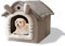 Galatée Katzenhöhlenbett, Waschbares Hundebett, Warmes Und Gemütliches Plüschkatzen-Iglu, Faltbares Komfortables Haustier-Katzenhaus, Haustierbett Mit Rutschfestem Boden(L, Graue Katze)