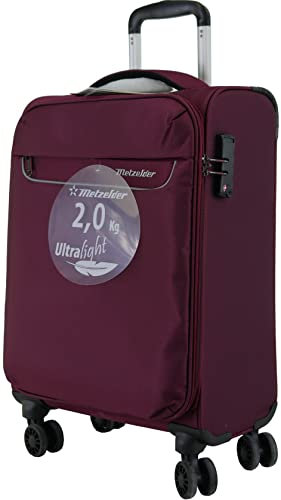 METZELDER Valise Souple Taille Cabine Trigone Ultra Leger & Grosse CAPACITE DE Chargement Garantie 1 an (S_Petite Taille/Taille Cabine_55x38x20cm_43L,2.3kg, Rouge Bordeau (Wine Red))