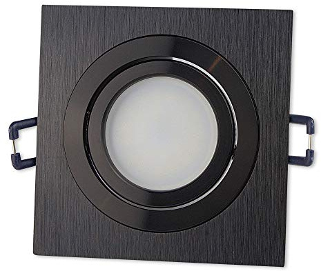 12x LED Einbaustrahler Set Schwarz eckig 3 Watt neutralweiß 230V flach (30mm) - Einbauleuchte schwenkbar dimmbar aus Aluminium - 75-85mm Bohrloch Einbau-Spot Decken-Strahler