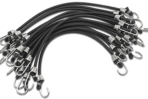 15 Stück robuste Spanngurte mit Haken, 27,9 cm, Mini-Gummiseil, elastische Bungee-Gurte für Outdoor, Camping, kleine dehnbare Schnur für Gepäck, Dachträger, Zelte, Planen, Fahrräder, Auto, Wohnmobile