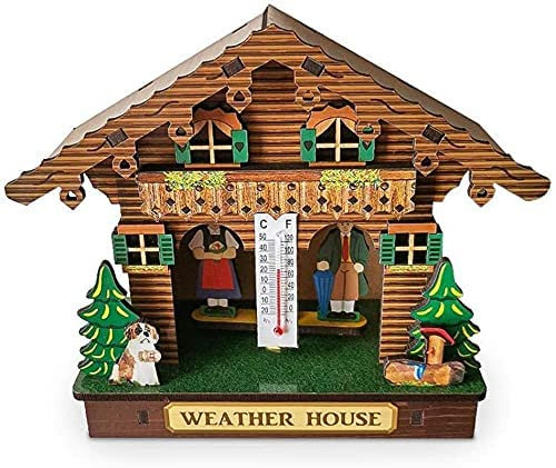 Wetterhaus, Haus Holz Chalet Barometer Thermometer Hygrometer Wald Wetter Wandbehang Ornamente Heimdekoration