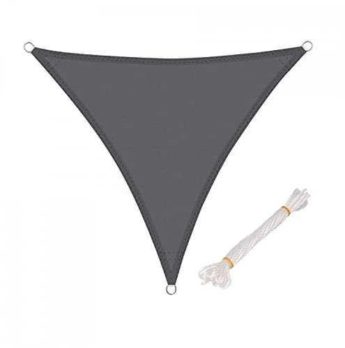 Oypla 3m x 3m x 3m Grey Triangular Outdoor Garden Patio Sun Shade Sail Canopy UV Protection Water Resistant with Mounting Ropes