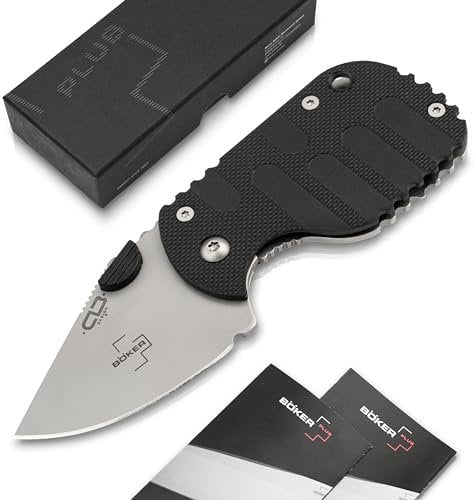 BÖKER PLUS® Subcom 2.0 - Mini Einhand Taschen-Messer mit Zytel Griff - kleines 1 Hand Messer mit Framelock - Mini D2 Klappmesser mit Daumen-Pin 5,8 cm Klinge