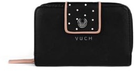 VUCH Leora 10x15x3,5 Große Damengeldbörse mit Reißverschluss, praktisch, stilvoll, mit Platz für 12 Karten und Zwei Geldscheinfächern, Schwarz Leora