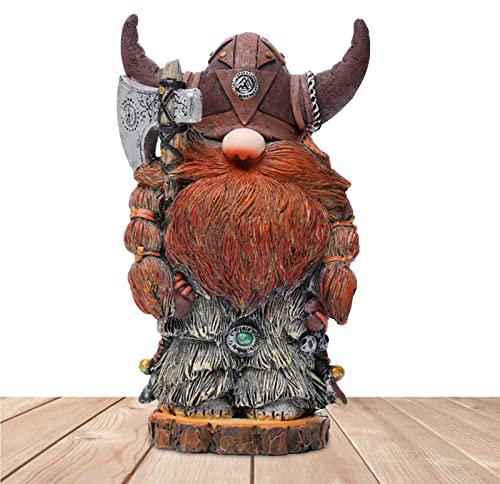 pologmase Viking Warrior Gnome Doll, Victor Norse Dwarf Statue, Outdoor Garden Gnome Doll Decoration, Viking Axe Warrior Sculpture Ornaments