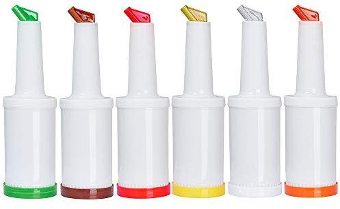 ANUBE Store N Pour Flaschen mit Ausgießern und Kappen, 900 ml Flow-N-Stow Bar Fruit Juice Likör-Aufbewahrungsbehälter, 6 Stück