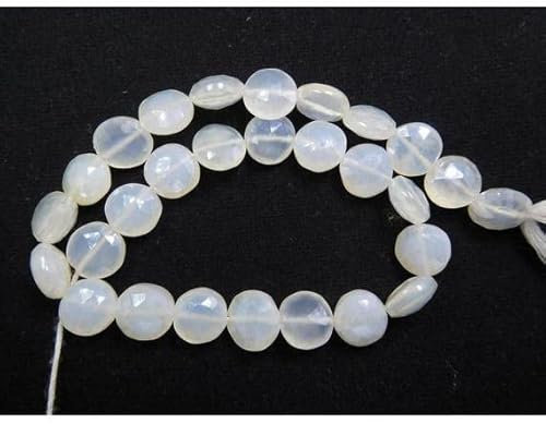 LKBEADS natural white moonstone 6 mm micro faceted coin beads 8 strand