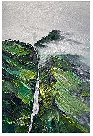 Handgemalte Acrylbilder, Grüne Textur Berge Schlucht Strom Landschaft Moderne Abstrakte Kunstwerke Rahmenlose Original Handgemalte Ölgemälde Auf Leinwand Wandkunst Für Wohnzimmer Schlafzimmer B