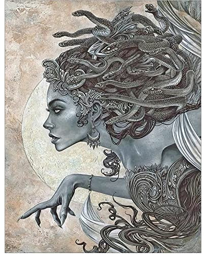 DCIDBEI 40 x 50 cm Diamond Painting Frau Monster für Erwachsene, Malen Nach Zahlen Mythos Kinder Quadratisch Kunsthandwerk Dekoration Geschenk für Party Gotik|| Medusa-Statue