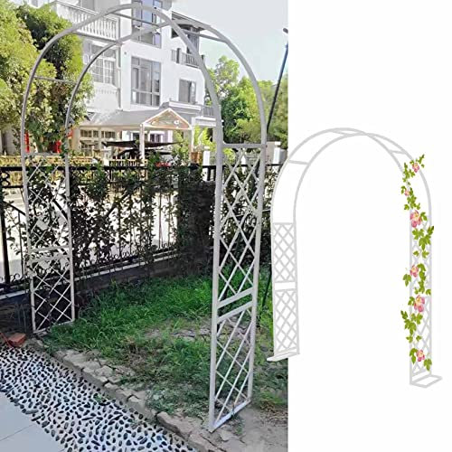 2.30m 2.5m Metallo Arco Da Giardino Arco Per Rose Padiglioni Traliccio Con Base Nero Decorazione Arco Per Piante Rampicanti Rampicanti Sostegno(Bianca,180x250cm/71x98in)