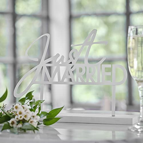 Miss Lovely Deko-Aufsteller Hochzeit Deko-Schild JUST Married in weiß aus Metall Schriftzug Schild Centerpiece Hochzeits-Deko Candy-Bar Tisch-Dekoration Accessoire-s & Zubehör Hochzeit