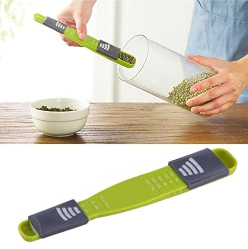 Kasahome Cucchiaio Dosatore Regolabile - Doppio Cucchiaino dosa caffè,zucchero,chicchi - Misurino multifunzione in plastica 22 cm