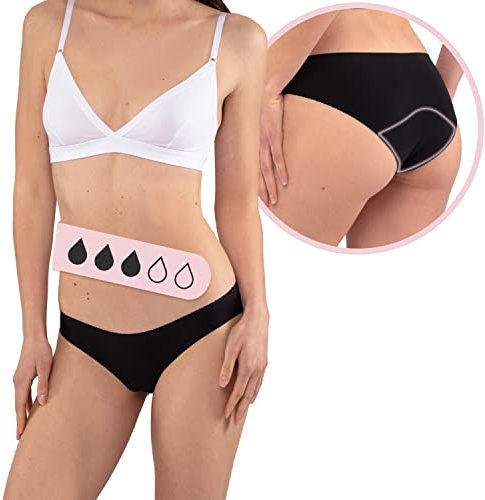 Sycls Perioden Unterwäsche Damen- Extra saugstark und Seamless, ideal auch für Starke Blutung Schutz während Menstruation oder Wochenbett für Frauen (M, Schwarz)
