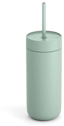 Fellow 16 oz Carter Cold Travel Mug for Water, Iced Tea, Coffee, Smoothies, Iced Coffee & More - Stainless Steel Vacuum-Insulated Iced Coffee Tumbler with Spill Resistant lid and Straw - Mint Chip