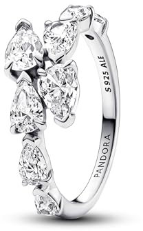 PANDORA Timeless Glitzernder Überlappender Band-Ring aus Sterling Silber mit Cubic Zirkoniastein verziert, Größe: 56, 193004C01-56
