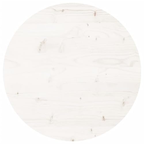 vidaXL Tischplatte, Holzplatte Holztischplatte Rund, Ersatzplatte Platte für Beistelltisch, Massivholztischplatte Esstischplatte, Weiß Ø50x3 cm Massivholz Kiefer