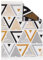 TAPISO Azteca Teppich Kurzflor mit Fransen Baumwolle Creme Grau Orange Schwarz Dreiecke Waschbar Beidseitig Anwendbar Wohnzimmer Schlafzimmer Küche ÖKOTEX 80 x 300 cm