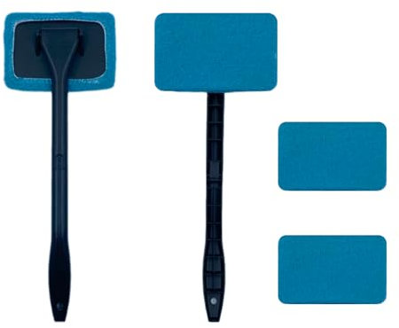 Auto Windschutzscheiben Reinigungswerkzeug,Auto Scheibenreiniger mit,Auto Fensterwischer Kit 2 ausziehbarem langem Griff und 4 waschbaren Pads(blau)