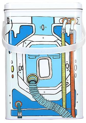 Contenitore Detersivo Polvere Dosatore Detersivo Lavatrice Ferro Resistente Alla Ruggine con Finestra Trasparente Modello di Lavatrice Design Porta Detersivi Lavatrice per lo Stoccaggio