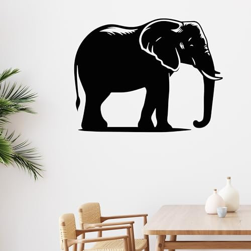 GRAZDesign Wandtattoo Elefant Wildnis Wohnzimmer, Schlafzimmer, Flur - Wandaufkleber - 39x30cm / schwarz