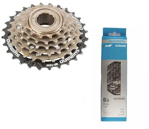 windmeile | Set Kette CN-HG40 und Schraubkranz MF-TZ500 6-Fach für Shimano, 14-28 Zähne Freilauf, Fahrrad, E-Bike, Elektro Fahrrad, Pedelec