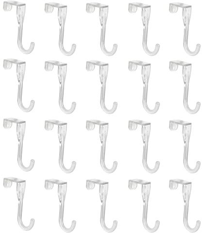 Fensterhaken, transparent, Dekoration, Haken, ohne Bohren und Schrauben, 20 Stück, aus Kunststoff, für Fenster und Türen, mit Falz, Größe 80 x 27 mm