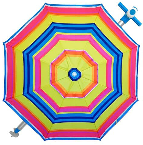 Pincho Ombrellone da spiaggia grande Ø240 cm, antivento fino a 35 km/h, protezione UV 50, materiali di qualità, tubo di alluminio, 8 aste in fibra di vetro, Multicolore 4