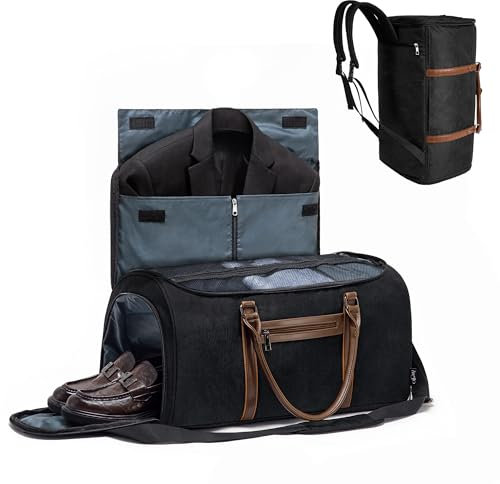 Umwandelbarer Kleidersack für Reisen, Kleidertasche mit Organizer-Einsatz, Netztasche, Handgepäck, faltbar, 3-in-1, hängende Anzugtasche mit Schultergurten für Männer und Frauen, große