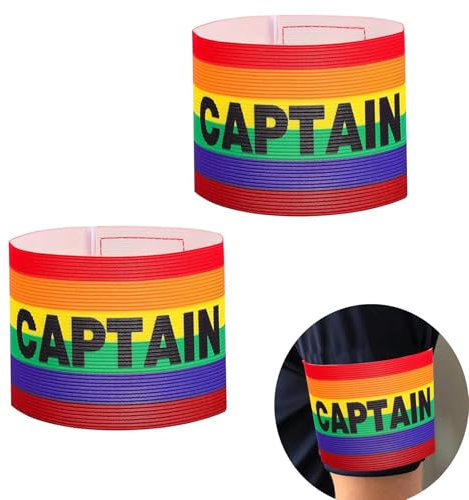lohill 2 Stück Kapitänsbinde Fußball Armbinde Erwachsene Junior Verstellbare Captain Armband Multicolor Gummizug Spielführerbinde Elastic Fußball Armband für Kinder Erwachsene Junior Viele Sportarten