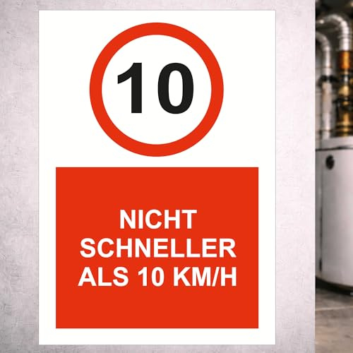 Indigos UG - Schild 10 KMH Speedlimit, Tempolimit - 594x840 - Hinweisschild Warnschild Sicherheitsschild - Aluverbundplatte 3 mm - für Innen und Außen