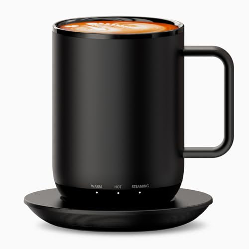 Vsitoo S3 Plus 14oz Heated Coffee Mug - Temperature Control Smart Mug with Mug Warmer, Auto-Sensing AI Heats Drinks to 120-150°F Hands-Free.Ideal for Home/Office/Gifts，Black