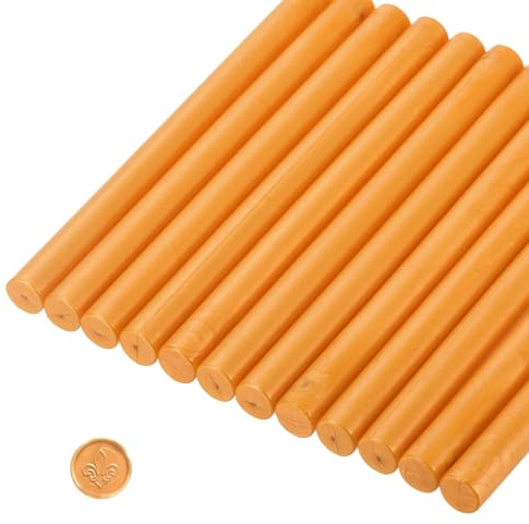 sourcing map 12 Pcs Orange Cylinder Sealing Wax Stick Glue Gun Wax Seal Rod Craft Adhesive Waxing for Letter Seal Wax Stamp,Wedding Invitations, Packaging Decoration