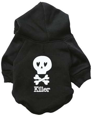 Haustierbekleidung Hunde- und Katzenkleidung Fleece-Kapuzenpullover mit mehrfarbigem Totenkopf-Design und Kapuzen-T-Shirt für Haustiere Urd729 (Black, L)