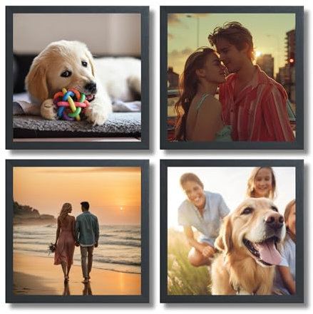 VictoR Bilderrahmen Klee 4er Set 21x21 cm in Schwarz - moderner schlichter Bilderrahmen Set Holz 21x21 - Bilderrahmen Schwarz 21x21