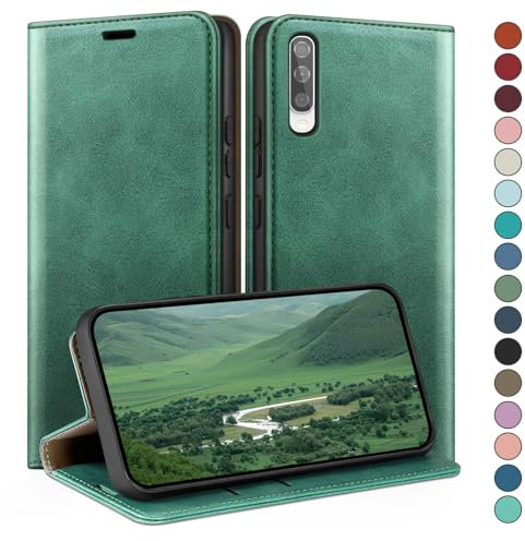 HUOUH für Samsung Galaxy A50/A50S Hülle mit RFID Schutzhülle aus Lederhülle Handyhülle,Kartenfach Leder ständer Handy hülle,360 Grad Schutz Cover für Samsung A50 Klapphülle Wallet Case Hellgrün