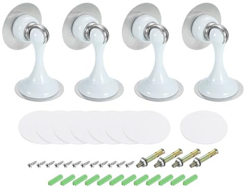 sourcing map Magnetic Door Stoppers, 4Pcs Stainless Steel Magnetic Door Stoppers for Bottom of Door, Tall Door Holder to Keep Door Open, White