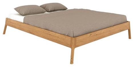 Lomadox Doppelbett Bettgestell Massivholzbett 140x200cm, Wildeiche massiv geölt, Massivholz/Echtholz