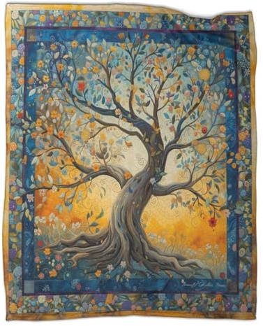 Tree of Life 4 Fleece Blanket Flannel Throw Soft Cozy Thick Warm Fluffy Breathable 3D Blanket Sofa Throw Blanket for Couch Bed for Kids Teens Adults 50x60inch(127x152cm)
