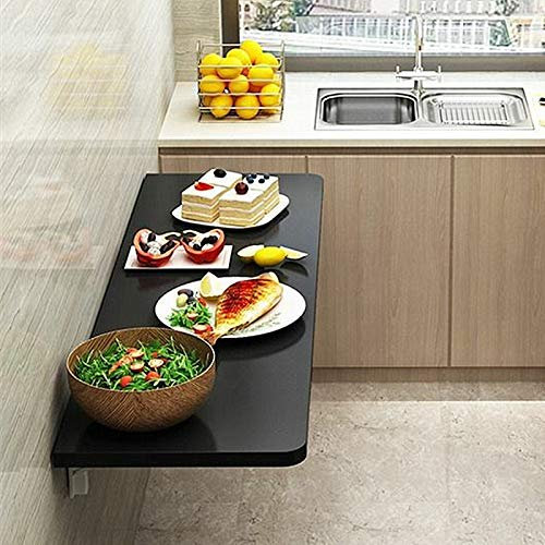 Klapptisch mit Ablagen für Küche, Café, Esszimmer, Heimbüro, Schlafzimmer, Computertisch, Wandmontage, schwarz, Lerntische aus Holz, 40 x 30 cm